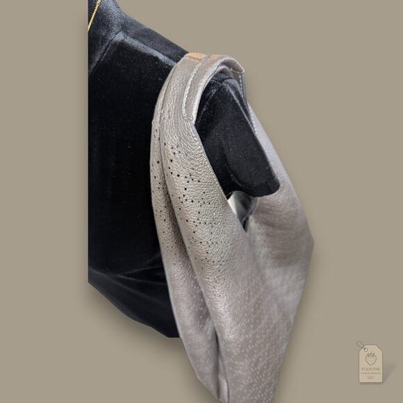 Montana West Metallic Silver Perforated Slouchy Hobo Bag & Wallet 2pc Set - Picture 3 of 7